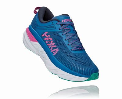 Hoka Bondi 7 Road Running Shoes - Womens, Harbor Mist / Sharkskin, 10.5 US,  Wide, 1110531-HMSH-10.5D — Womens Shoe Size: 10.5 US, Gender: Female, Age